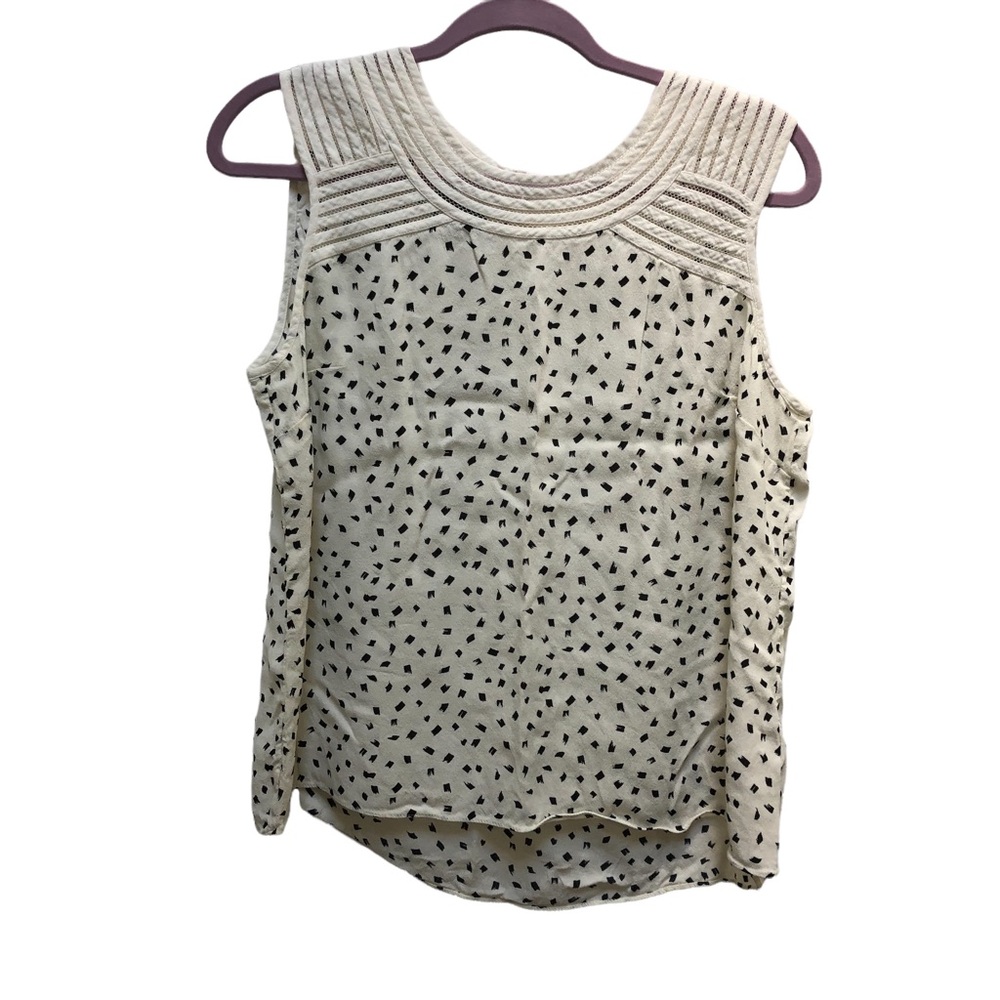 Talbots sleeveless top,  cream with black design, 14